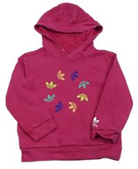 Růžová mikina s logem a kapucí Adidas