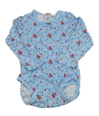 Modré body s majáky a plachetnicemi 