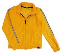 Žltá zamatová prepínaci mikina s výšivkou