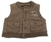 Hnědá šusťáková zateplená vesta s kapsami M&S