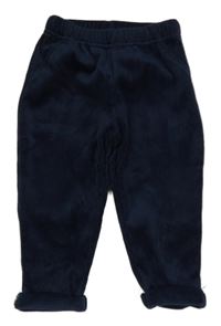 Tmavomodré rebrované zamatové nohavice