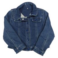 Tmavomodrá tepláková crop rifľová bunda M&S