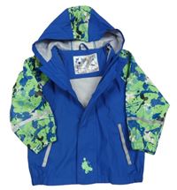 Modro-zelená vzorovaná nepromokavá bunda s kapucňou Lupilu