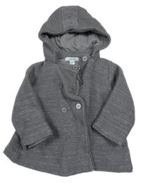 Tmavošedý třpytivý podšitý propínací svetr s kapucí obaibi