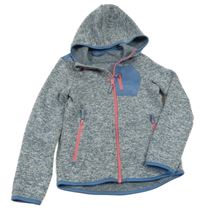 Modrá melírovaná pletená propínací thermo mikina s kapucí TCM