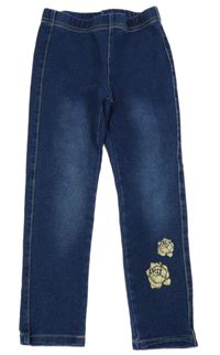 Tmavomodré džegíny so zlatým květem