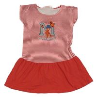 Červeno-biele pruhované šaty s kouzelnou Lienkou