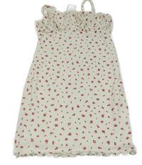 Nové - bílé žebrované šaty s červenými kvítky New Look