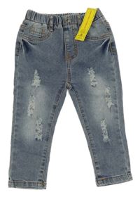 Nové - modré skinny rifle s dierami shein