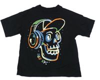 Čierne tričko s lebkou Next