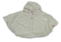 Smotanové kožušinové podšité pončo s kapucňou orchestra