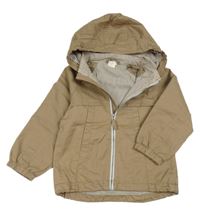 Hnědá plátěná jarní bunda s kapucí H&M