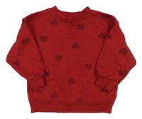 Rubínová mikina so srdiečkami H&M