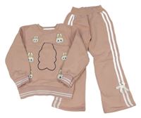 2 set - růžová mikina s Labubu + tepláky s pruhy 