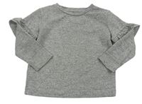 Sivé melírované úpletové tričko s volánikmi Matalan