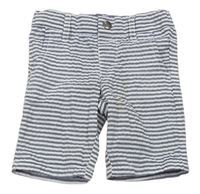 Tmavomodro-biele pruhované plátenné chino kraťasy Denim Co.