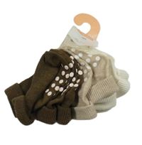 Nové - 5set - 5x protiskluzové ponožky - 2x hnědé + 1x béžové + 2x bílé Primark