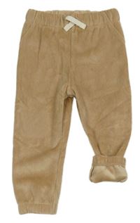 Béžové žebrované plyšové zateplené tepláky F&F