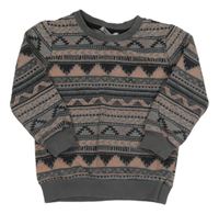 Sivo-čierno-ružová vzorovaná mikina