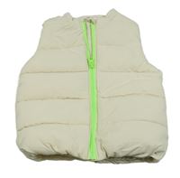 Smetanovo-neónově zelená šušťáková zateplená vesta Ergee