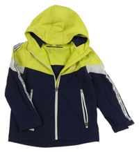 Tmavomodro-limetková softshellová bunda s kapucí C&A