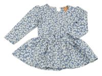 Světlemodro-bílá šatová tunika s leopardím vzorem pusblu 