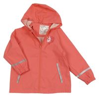 Korálová vodeodolná jarná bunda s jednorožcom a kapucňou Lupilu