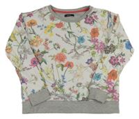 Šedo-bílá květovaná mikina Replay