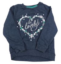 Tmavomodrá mikina se srdcem a nápisem F&F