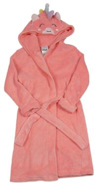 Ružový plyšový župan s kapucňou s jednorožcom Lily & Dan