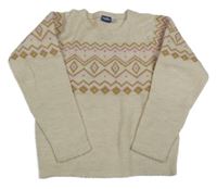 Béžovo-zlato-ružový vzorovaný sveter Lupilu