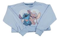 Svetlomodrá crop mikina s Angelou a Stitchem Disney