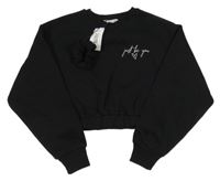 Nové - 2set - Čierna crop mikina s nápisem + gumička Matalan