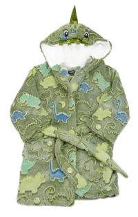 Zelený plyšový župan s diny a kapucí Studio