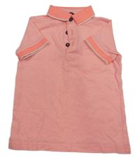 Neonově korálové melírované polo tričko George