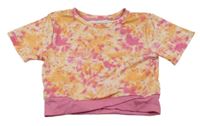 Oranžovo-ružové batikované crop športové tričko Ergeenomixx