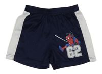 Tmavomodro-bílé sportovní kraťasy se Spidermanem Matalan