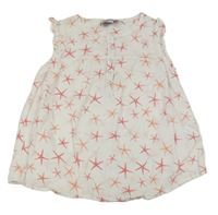 Biely blúzková ý top s hvězdicemi Pocopiano