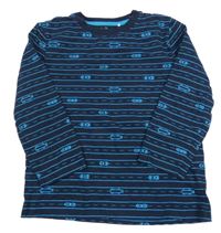 Tmavomodré pruhované tričko s autami Topolino