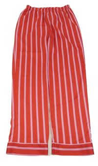 Červeno-ružové pruhované saténové pyžamové nohavice F&F