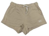 Béžové teplákové kraťasy s nápisom H&M