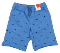 Nové - Světlemodré plátěné kraťasy se žraloky George