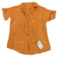 Nové - Oranžová mušelínová košile se zvířátky Mothercare