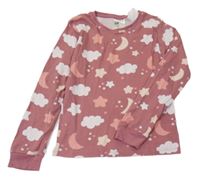 Růžové pyžamové triko s mraky H&M
