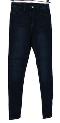 Dámske tmavomodré skinny rifle s vysokým pasom H&M