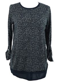 Dámské tmavomodré vzorované triko s rolovacími rukávy Gina Benotti 