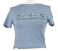 Dámské světlemodré crop tričko s nápisem 