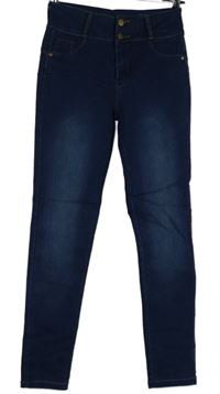 Dámské tmavomodré skinny elastické rifle 