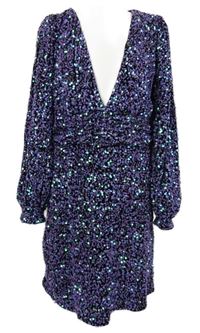 Dámské černo-fialové flitrové šaty Boohoo 