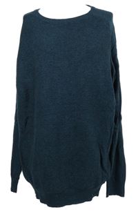 Pánsky petrolejovo-čierny melírovaný sveter George